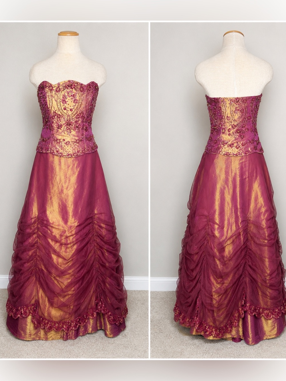 Vintage Y2K Fantasy Princess Ball Gown Beaded Corset Dress Size 4